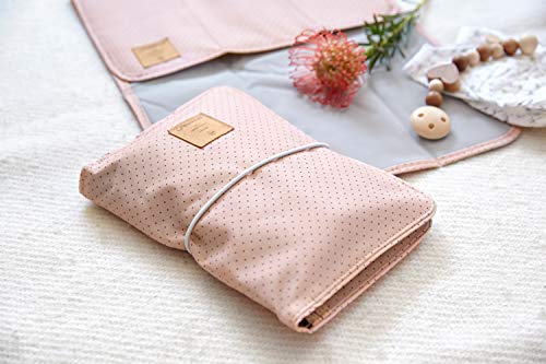 LÄSSIG Bolsa para pañales con cambiador para viajar, Color rosado (Dots Rose)