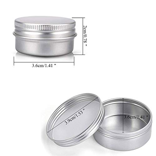 Latas de Aluminio Vacias ManLee 20pcs Pequeños Tarro Aluminio 15ml Redondo Recipiente de Cosmética con Tapa de Rosca para Crema Bálsamo Labial Aceite Viajes Especias Dulces Regalos Velas