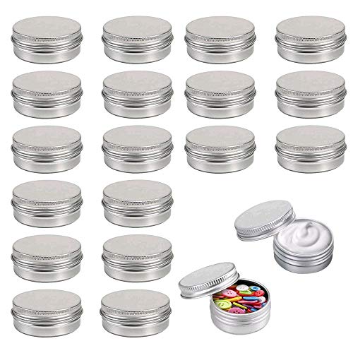 Latas de Aluminio Vacias ManLee 20pcs Pequeños Tarro Aluminio 15ml Redondo Recipiente de Cosmética con Tapa de Rosca para Crema Bálsamo Labial Aceite Viajes Especias Dulces Regalos Velas