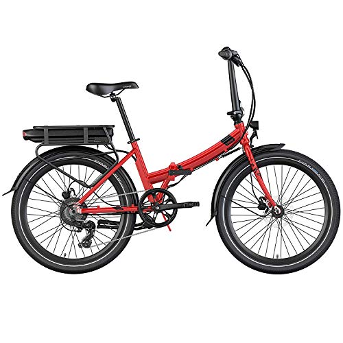 Legend Siena Bicicleta Eléctrica Plegable Urbana Smart eBike Ruedas de 24 Pulgadas, Frenos de Disco Hidráulicos, Batería 36V 10.4Ah Panasonic (374.4Wh), Rojo Strawberry