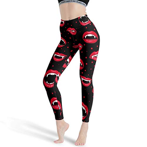 Leggings para mujer, sexy, Halloween, vampiro, color rojo, para exteriores, yoga, para mujer blanco XS