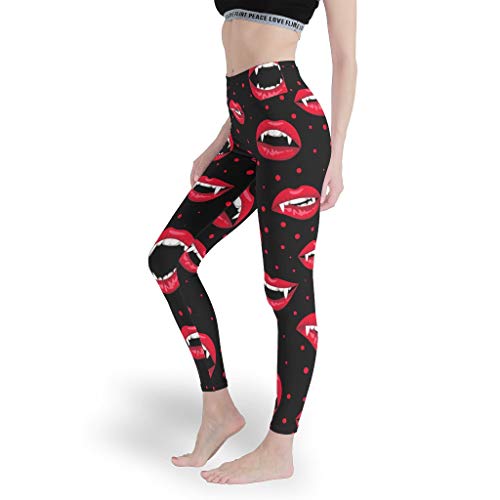 Leggings para mujer, sexy, Halloween, vampiro, color rojo, para exteriores, yoga, para mujer blanco XS