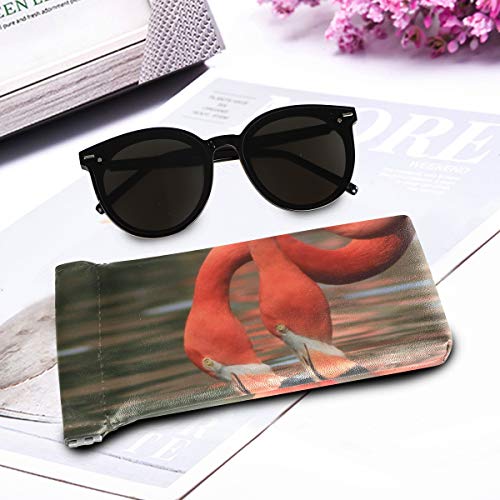 LENNEL Gafas de sol Bolsa Joyas Bolsa Luz Flamingo Agua Rosa Estuches para gafas Almacenamiento lindo para mujer Hombres Squeeze Top Portable