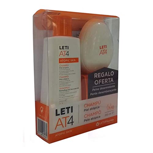 Leti AT-4 Champú Pieles Atópicas y/o Secas, 250ml+REGALO Peine Desenredante