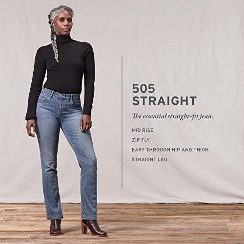 Levi's Straight 505 - Vaqueros para Mujer Azul Sleek (sin Agua). 60 ES/Largo