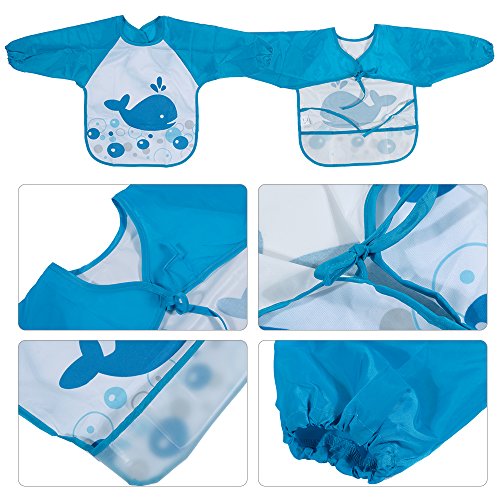 Lictin Unisex 6Pcs Baberos de Mangas Larga Impermeable con 2Pcs Baberos Bandana