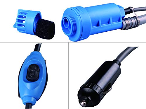 LIEBMAYA 12V Alcachofa Ducha Pistola Rociadora Portátil Auto Jardín Perro Ideal para el Camping, el Coche o Lavar al Perro Azul