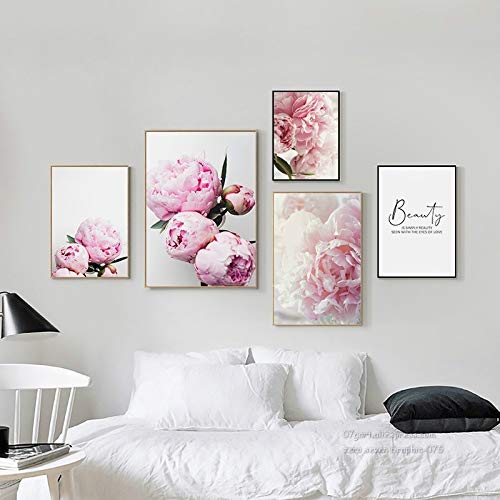 Lienzo Pintura Peony Poster y Mural Picture Printing Living Room Decoración del hogar 60x90cm