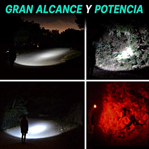 Linterna Frontal LED Slokey - 135 Lúmenes, hasta 25 Horas de Iluminación Continua, Luz Blanca Potente + Luz Roja, Compacta, Ligera, Ideal para Camping, Running, Caza, Pesca y Ciclismo. Pilas Incluidas