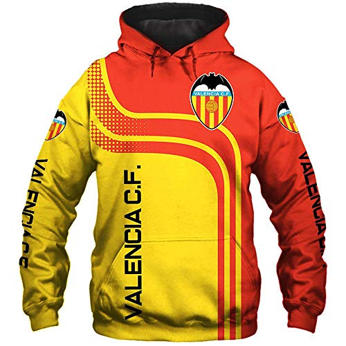 LIULL Chaqueta para Hombre con Capucha Suéter Valencia C.F Fútbol Uniforme De Béisbol 3D Impresión Digital Deportes Sudadera A-L