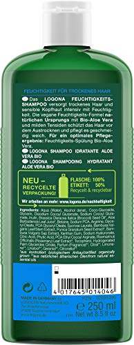 logona Natural de Humedad de Maquillaje Champú Bio de Aloe Vera, hidratantes Cuidado para Cabello strapaziertes, Protege contra el austrocknen, con Bio de extractos, 250 ml