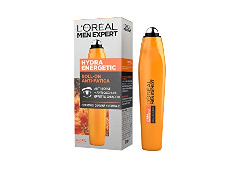 L'Oréal Paris Men Expert Hydra Energetic Roll-On - Ojos Antibags y Anti-Caps, con extracto de guaraná y vitamina C, 10 ml