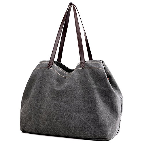 LOSMILE mujer Bolsos de mano Bolsos bandolera Bolsos totes Bolso de Lona Bolso de Bandolera Shoppers Bolsa (Gris)