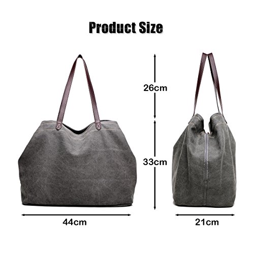 LOSMILE mujer Bolsos de mano Bolsos bandolera Bolsos totes Bolso de Lona Bolso de Bandolera Shoppers Bolsa (Gris)