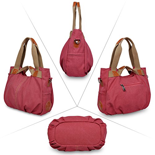 LOSMILE mujer lona Bolso de mano Bolso de bandolera Bolsa de hombro Bolsa de cuerpo cruzada Bolso de mano Bolsa de ocio (Rojo)