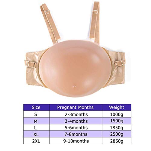 LSHUNYDE Gel de silicona material falso vientre embarazada de estómago artificial, embarazo artificial Bump Jelly Belly desnuda de color para Crossdresser unisex cosplay, 7To8Months,9to10months