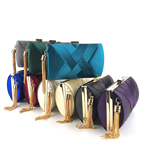 Luckycat Ceremonia de mujer de embrague, Bolso de mano de noche Bolso de mano con estilo Mini Bolso de hombro de Bling de SatéN Cadena Fiesta Fiesta Cóctel con Borla Banquete Fiesta de baile boda