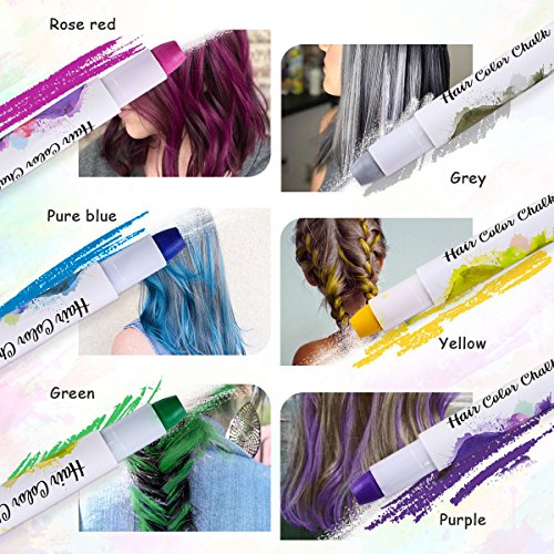 Luckyfine Tiza de Pelo 6 colores, No Tóxico, Tiza Segura para Cabello en Cualquier Edad, Tinte Temporal de Todo Tipo de Pelo, Fiesta Cosplay DIY, Regalo para Niños