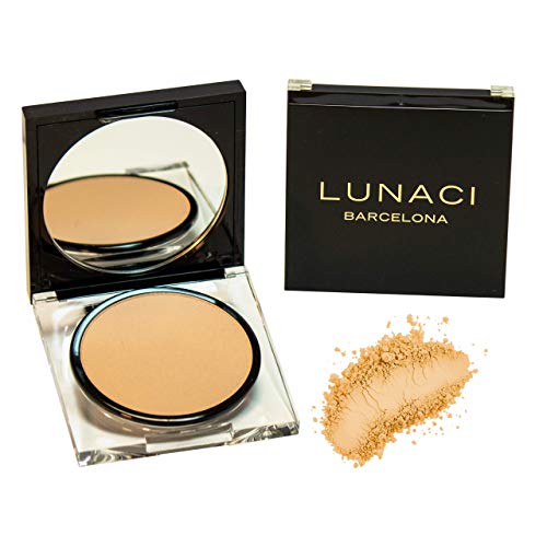 Lunaci Barcelona Polvo Compacto,Textura Sedosa, Doble Mate,Sin aceites, suave, hipoalergénico (Beige Rosado R01)