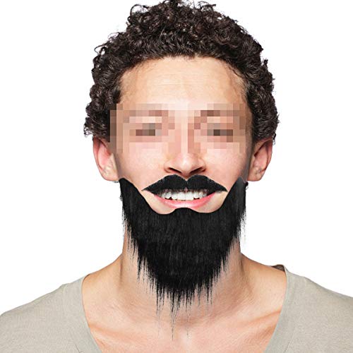 LUOEM Fake Barba Black Bearded Man Funny Bigote Disfraz Fiesta Bigotes Falsos Bigote Festival Suministros