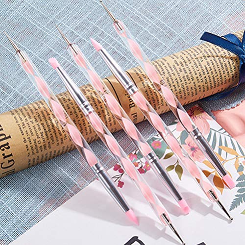 Lurrose 5pcs nail art pens kit herramientas de uñas pinceles dibujo flor dotting pen kit de herramientas de manicura nail art tools