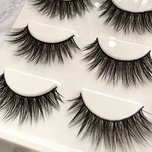 LUXIE LASHES 3D Luxury Fluffy Faux Mink Tira natural Fake pestañas largas Multipack - Paquete de 3 pares sin crueldad