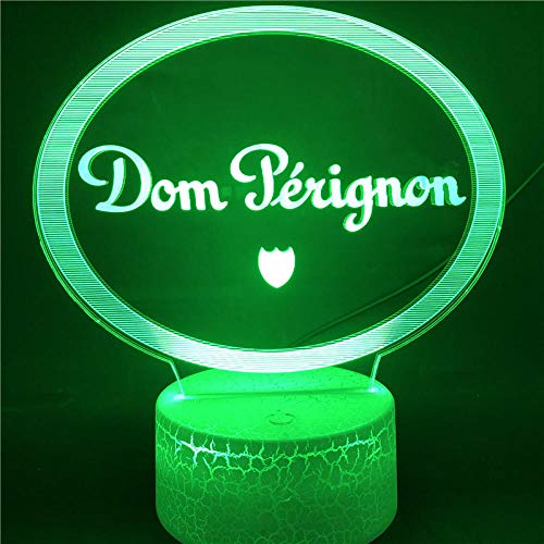 Luz De Ilusión 3D Luz De Noche Led Champagne Dom Perignon Brut Base Colorida Con Control Remoto Para Cumpleaños Decorativo Para Niños Decoración De Habitaciones