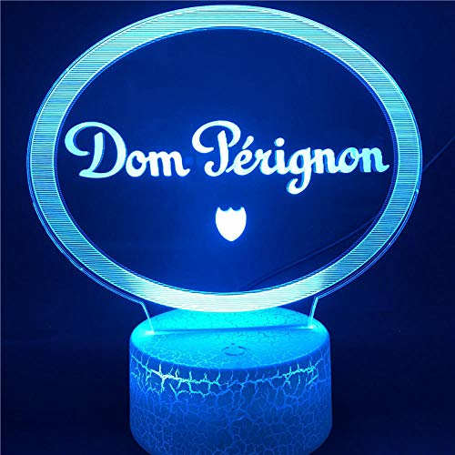 Luz De Ilusión 3D Luz De Noche Led Champagne Dom Perignon Brut Base Colorida Con Control Remoto Para Cumpleaños Decorativo Para Niños Decoración De Habitaciones