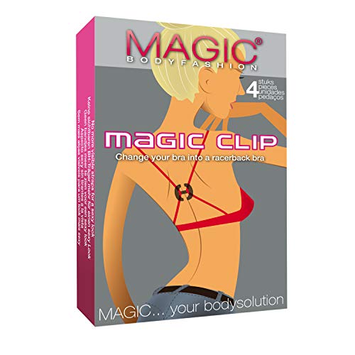 MAGIC BODYFASHION Magic Clip Sujetador, Transparente (Transparente 6440), Medium (Talla del Fabricante: Talla única) (Pack de 4) para Mujer