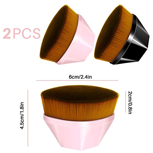 Makeup Foundation Brush 2PCS Kabuki Large Area Flat Top Face Blush Liquid Powder Flawless Foundation Brush Cosmetics Cream Simple Operation Seamless Brush 2PCS Makeup Brush