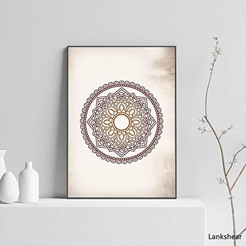 Mandala Brown Canvas Painting Dormitorio Sala de estar Decoración Sin marco Obra 42x59cm