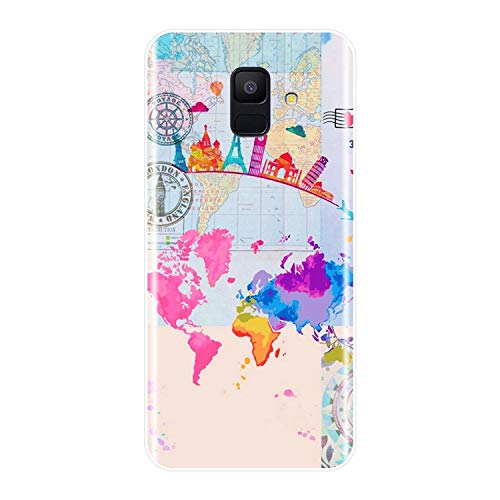 Mapa del Mundo de la contraportada para Samsung Galaxy A3 A5 A6 A7 2016 2017 2018 A8 Caja Suave del silicón para Samsung A6 A8 Plus 2018 Caja del teléfono,para A8 Plus,número 4