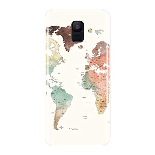 Mapa del Mundo de la contraportada para Samsung Galaxy A3 A5 A6 A7 2016 2017 2018 A8 Caja Suave del silicón para Samsung A6 A8 Plus 2018 Caja del teléfono,para A8 Plus,número 4