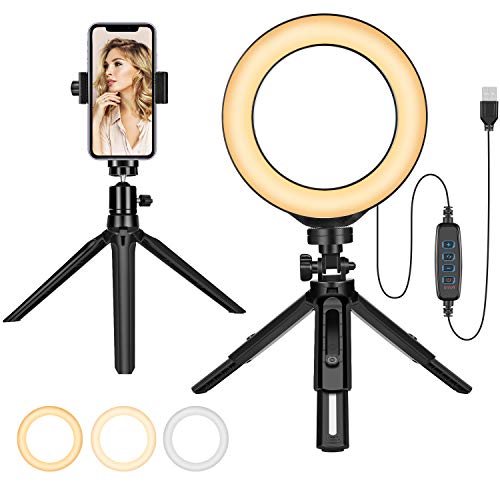 Maquillaje Anillo Light 6" Beauty Selfie Photo Light Kit con Soporte Lámpara LED súper Brillante para fotografía Videos de Youtube Streaming Instagram