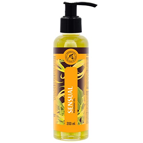 Masaje Sensual 200ml - 100% Natural Ylang Ylang Aceite y Jojoba Aceite para Masaje Erótico - Maravilloso Olor - Cosméticos Naturales - Aceite para Masaje Sensible