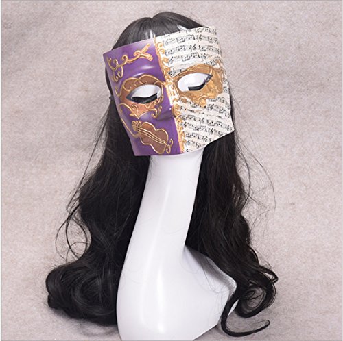 Mascarilla veneciana romana griega para Halloween, disfraces, fiestas, decoración, suministros máscara con personalidad carnaval maquillaje morado