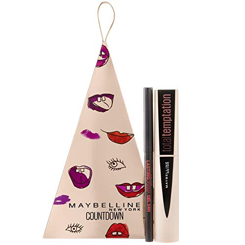 Maybelline New York Set de regalo con Total Temptation Mascara y Lasting Drama 24h Gel Mechanical Eyeliner en Beyond Black, 10 ml