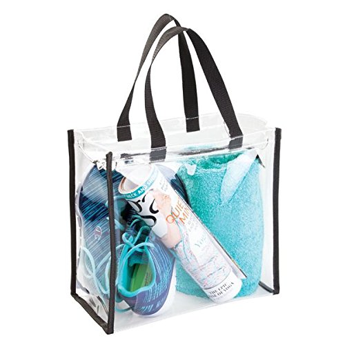 mDesign bolsa viaje perfecta para sus accesorios - Bolsa playa o para artículos de higiene y cosméticos - Bolsa multiusos color transparente/negra