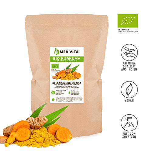 Meavita Cúrcuma Orgánica, Molida, 1 Paquete (1X 1000 g) Polvo De Raíz De Cúrcuma, 1000 g