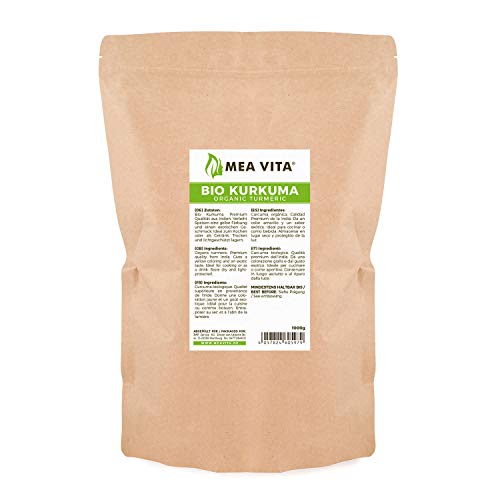 Meavita Cúrcuma Orgánica, Molida, 1 Paquete (1X 1000 g) Polvo De Raíz De Cúrcuma, 1000 g