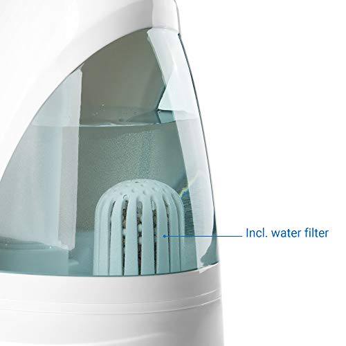 Medisana AH 660 Humidificador ultrasónico, purificador de aire para habitaciones de hasta 30m², nebulizador para dormitorios, sala de estar contra aire seco, 4,5 litros