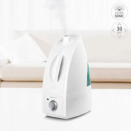 Medisana AH 660 Humidificador ultrasónico, purificador de aire para habitaciones de hasta 30m², nebulizador para dormitorios, sala de estar contra aire seco, 4,5 litros