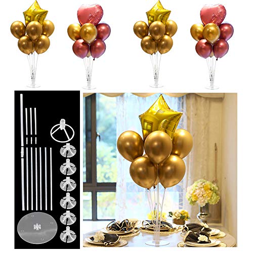 MEJOSER 4 Juegos de Soporte de Globo Mesa Arbol Globos Palos Palitos con Copas Globos Decoraciones Fiestas Cumpleaños Bodas