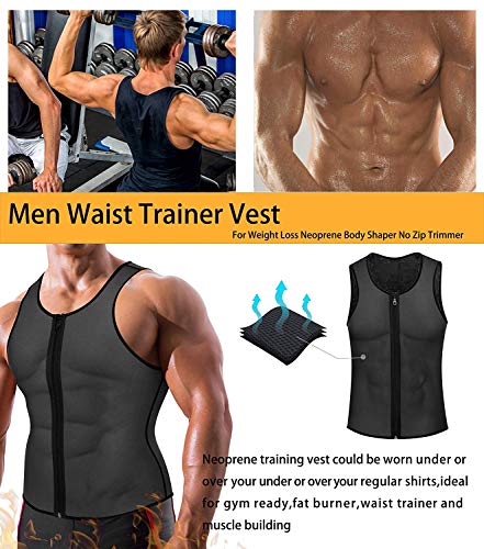 Memoryee Sauna para Hombre Sudor con Cremallera Chaleco para Perder Peso CORS¨¦ de Neopreno Caliente Entrenador en la Cintura Camisa para Adelgazar Entrenamiento/Gris/XL