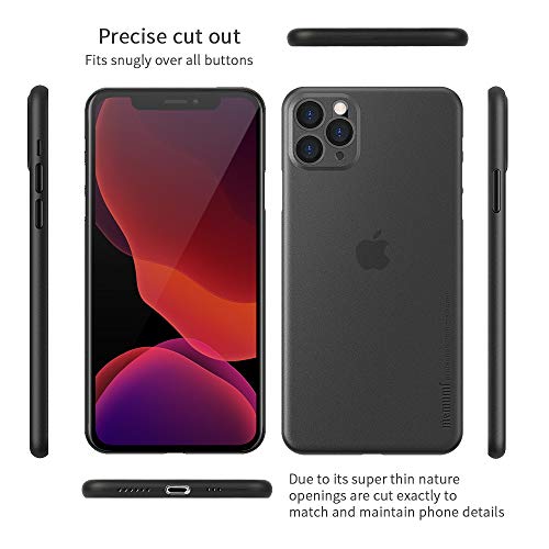 memumi Funda para iPhone 11 Pro Case [0.3mm] Compatible con iPhone 11 Pro 2019 Funda Thin Fit con Caja Ultra Delgada Carcasa Case Anti-Rasguño y Sin Huella Digital (Negro Mate Translúcido)