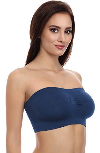 Merry Style Bandeau Top Deportivo Bra Sin Tirantes Ropa Verano Mujer 06 161(Azul Oscuro, L/XL)