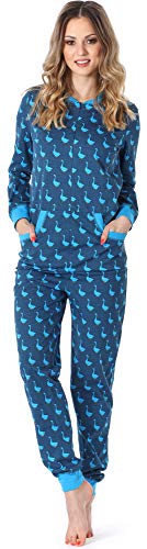 Merry Style Pijama Entero Una Pieza Ropa de Cama Mujer MS10-175 (Azul Ganso, L)