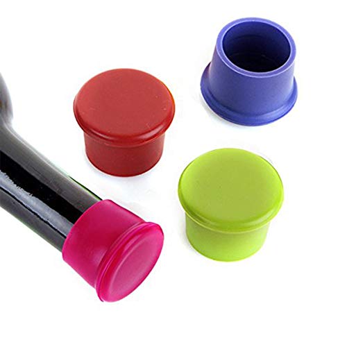 mi ji 3pcs Tapones de Silicona Vino Tapas de Tapones de Botellas sellador de Silicona Reutilizable Vino y Bebidas de reemplazo Tapones de Corcho para Vino (Color al Azar) para su casa