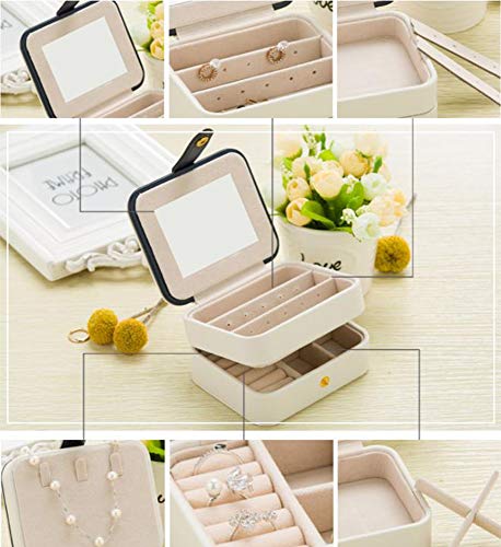 MINGZE Caja para Joyas - Caja de Joyas, Organizador de Joyas, Cajas de Joyería de Viaje para Mujer niña con Espejo, Dos Capas, Cuero de imitación Joyero de Cumpleaños Regalo (Rosa)