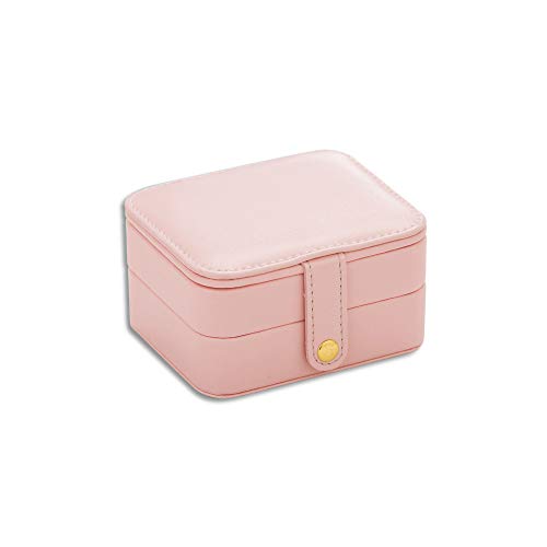 MINGZE Caja para Joyas - Caja de Joyas, Organizador de Joyas, Cajas de Joyería de Viaje para Mujer niña con Espejo, Dos Capas, Cuero de imitación Joyero de Cumpleaños Regalo (Rosa)